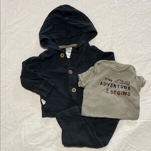 Carter's Blue Jacket and Striped Adventure Tee Set